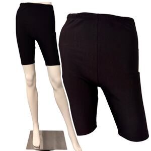 Vtg Hanes Her Way Black Bicycle Shorts Size Large Spandex Athleisure Pilates 90s